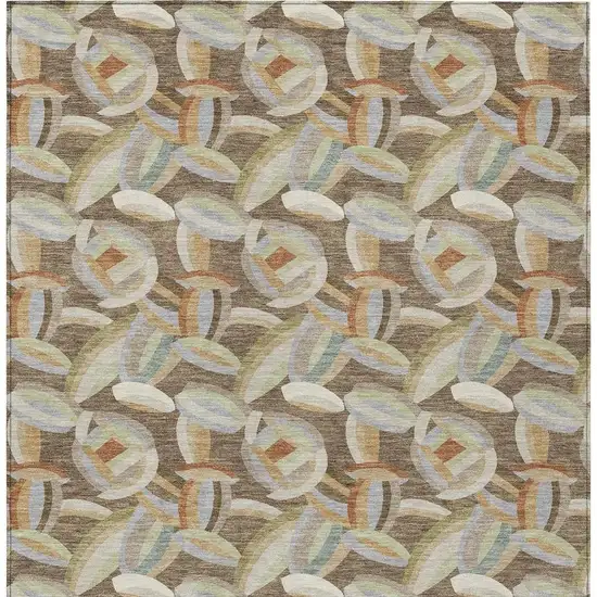 Brown And Ivory Abstract Washable Indoor Outdoor Area Rug Photo 3