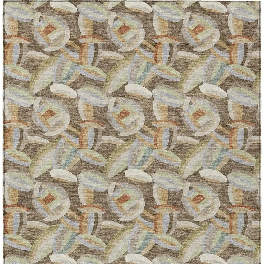 Brown And Ivory Abstract Washable Indoor Outdoor Area Rug Photo 3