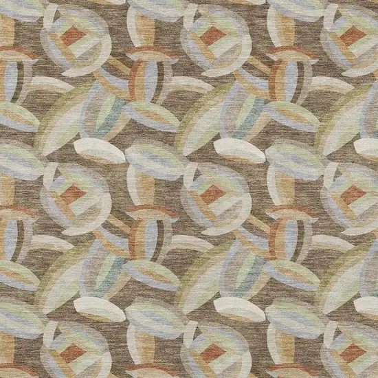 Brown And Ivory Abstract Washable Indoor Outdoor Area Rug Photo 2