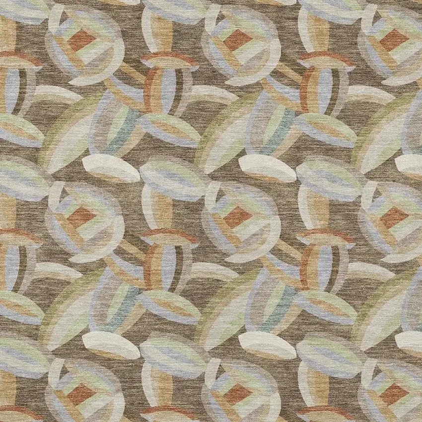 Brown And Ivory Abstract Washable Indoor Outdoor Area Rug Photo 2