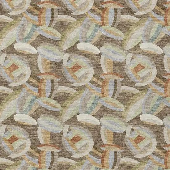 Brown And Ivory Abstract Washable Indoor Outdoor Area Rug Photo 2