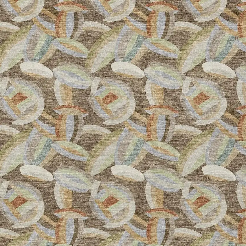 Brown And Ivory Abstract Washable Indoor Outdoor Area Rug Photo 2