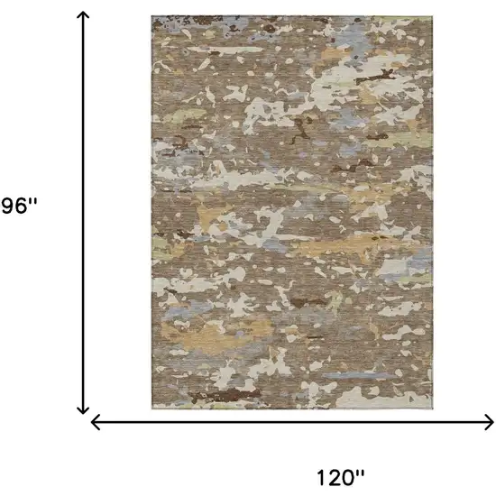 Brown And Ivory Abstract Washable Indoor Outdoor Area Rug Photo 6