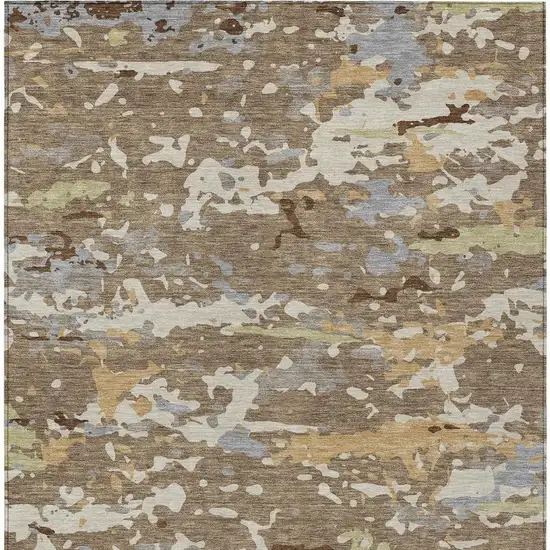 Brown And Ivory Abstract Washable Indoor Outdoor Area Rug Photo 3