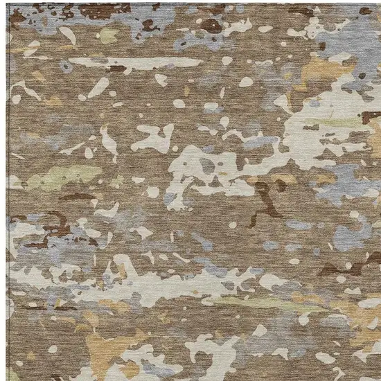 Brown And Ivory Abstract Washable Indoor Outdoor Area Rug Photo 2