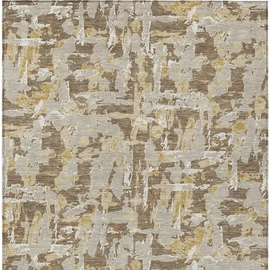Brown And Ivory Abstract Washable Indoor Outdoor Area Rug Photo 4