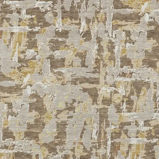 Brown And Ivory Abstract Washable Indoor Outdoor Area Rug Photo 3