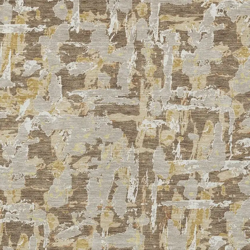 Brown And Ivory Abstract Washable Indoor Outdoor Area Rug Photo 3
