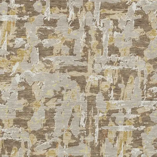 Brown And Ivory Abstract Washable Indoor Outdoor Area Rug Photo 3