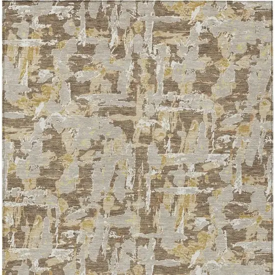 Brown And Ivory Abstract Washable Indoor Outdoor Area Rug Photo 6