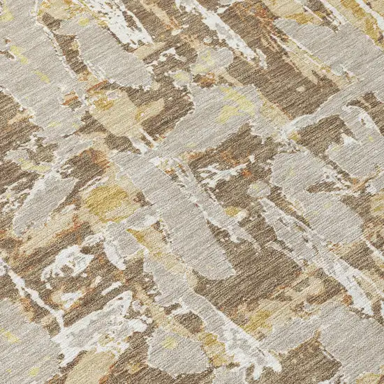 Brown And Ivory Abstract Washable Indoor Outdoor Area Rug Photo 8
