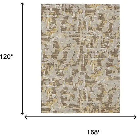 Brown And Ivory Abstract Washable Indoor Outdoor Area Rug Photo 9