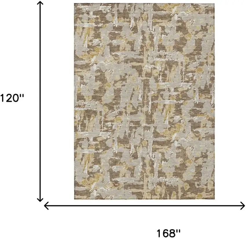 Brown And Ivory Abstract Washable Indoor Outdoor Area Rug Photo 9