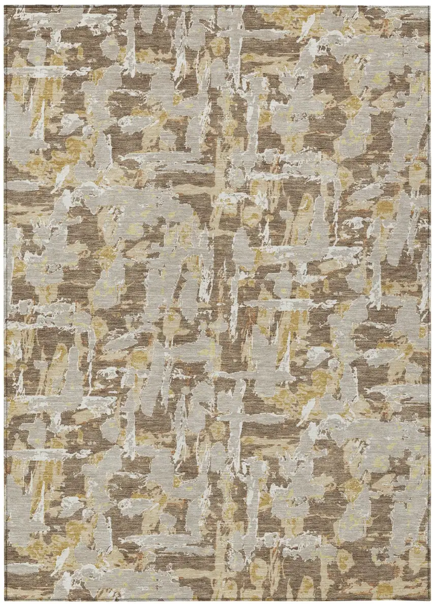 Brown And Ivory Abstract Washable Indoor Outdoor Area Rug Photo 2