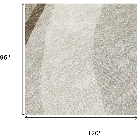 Brown And Ivory Abstract Washable Indoor Outdoor Area Rug Photo 6