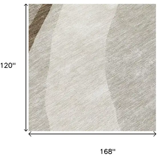 Brown And Ivory Abstract Washable Indoor Outdoor Area Rug Photo 7