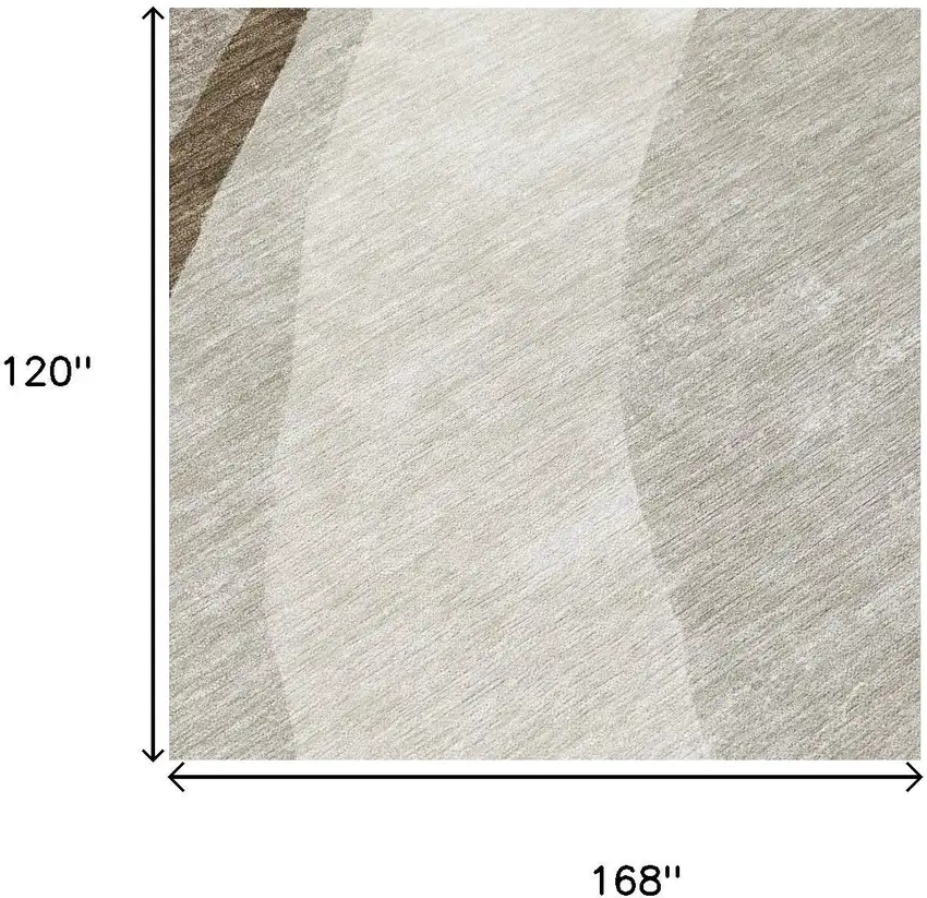 Brown And Ivory Abstract Washable Indoor Outdoor Area Rug Photo 7