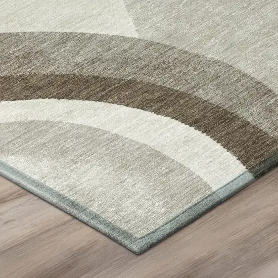Brown And Ivory Abstract Washable Indoor Outdoor Area Rug Photo 6