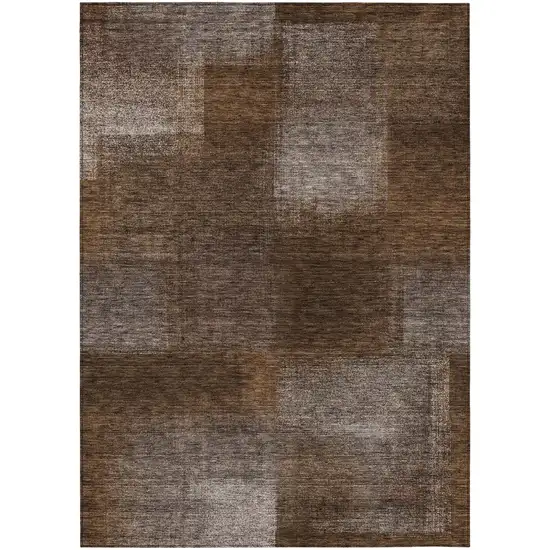 Brown And Ivory Abstract Washable Indoor Outdoor Area Rug Photo 1