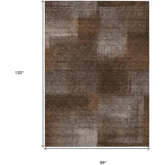 Brown And Ivory Abstract Washable Indoor Outdoor Area Rug Photo 7