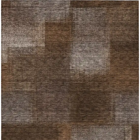 Brown And Ivory Abstract Washable Indoor Outdoor Area Rug Photo 4