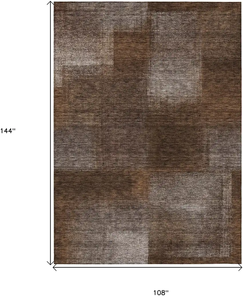 Brown And Ivory Abstract Washable Indoor Outdoor Area Rug Photo 7