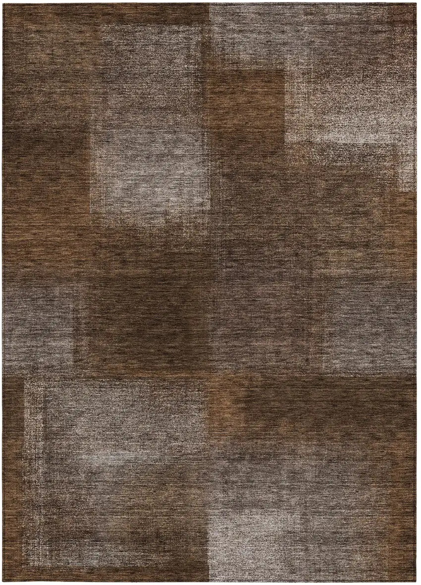 Brown And Ivory Abstract Washable Indoor Outdoor Area Rug Photo 5