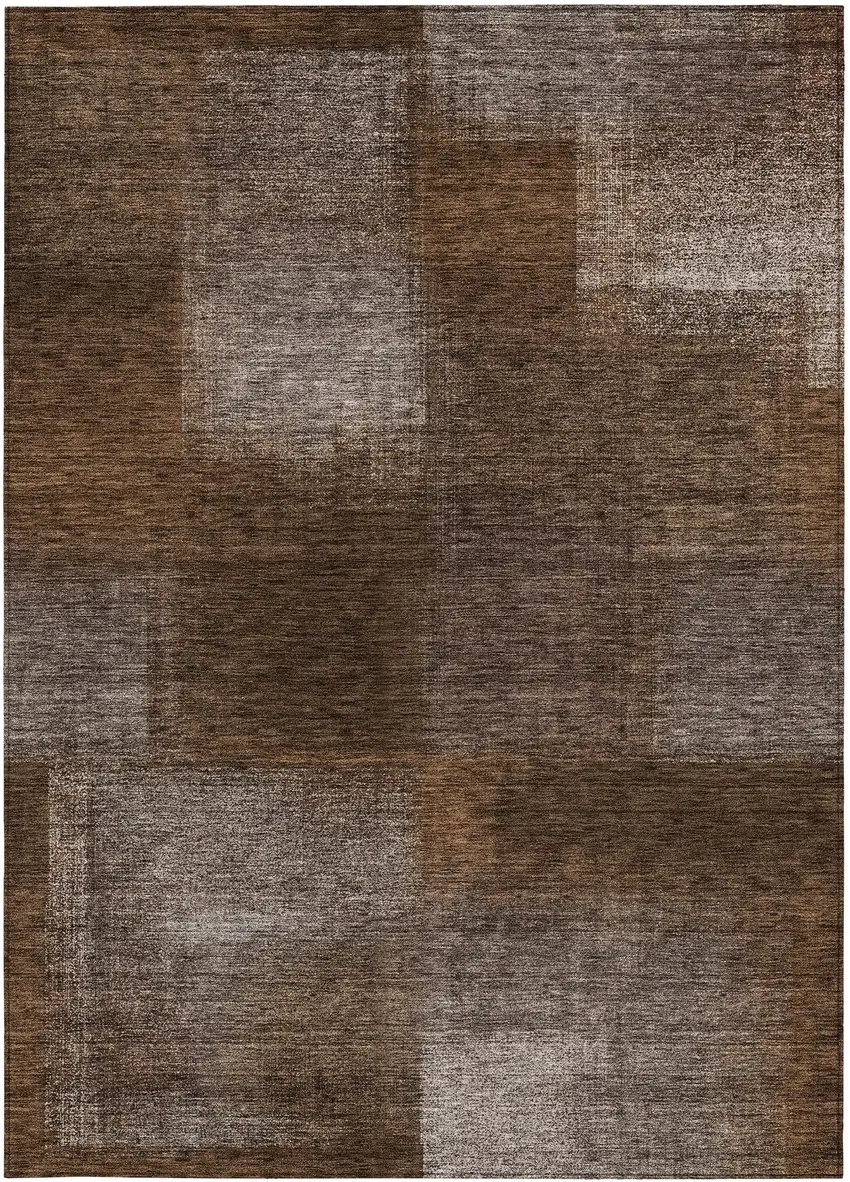Brown And Ivory Abstract Washable Indoor Outdoor Area Rug Photo 5
