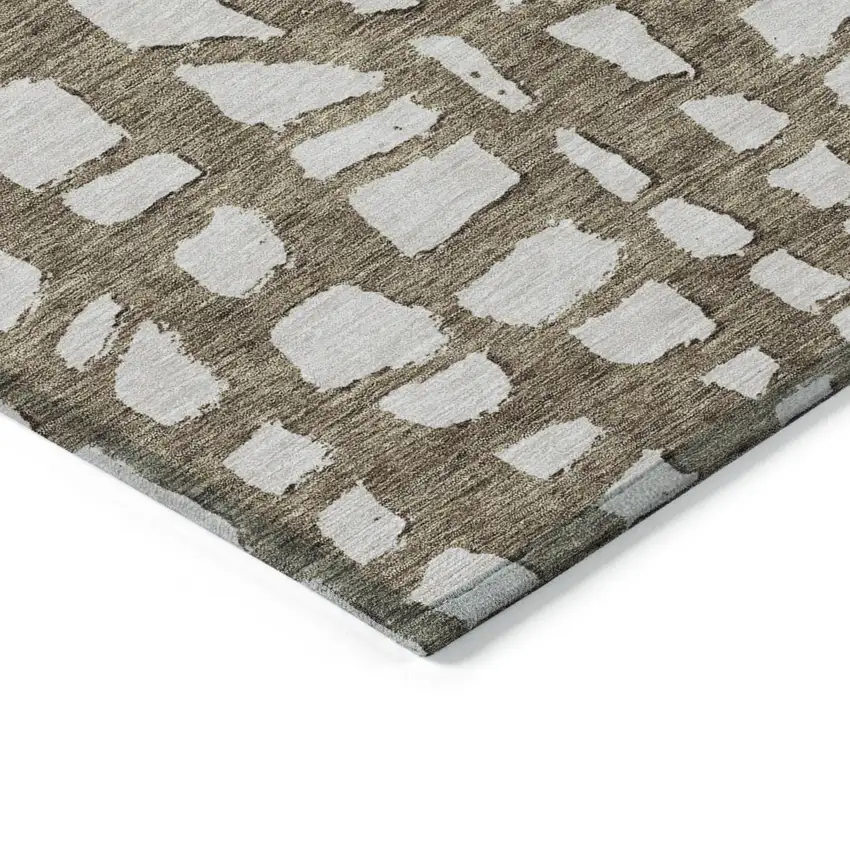 Brown And Ivory Abstract Washable Indoor Outdoor Area Rug Photo 3