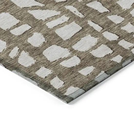 Brown And Ivory Abstract Washable Indoor Outdoor Area Rug Photo 3