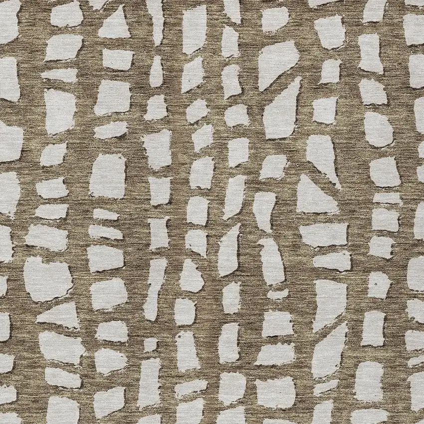 Brown And Ivory Abstract Washable Indoor Outdoor Area Rug Photo 4