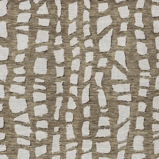 Brown And Ivory Abstract Washable Indoor Outdoor Area Rug Photo 4