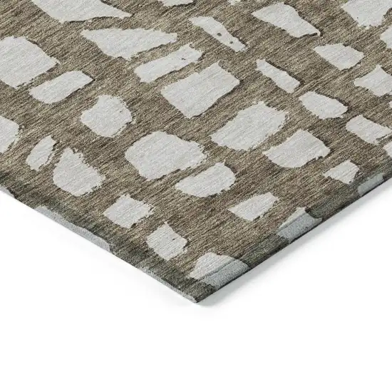 Brown And Ivory Abstract Washable Indoor Outdoor Area Rug Photo 3
