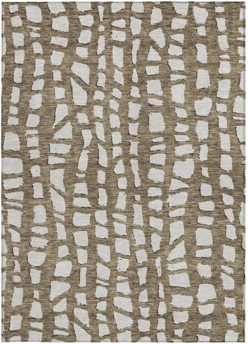 Brown And Ivory Abstract Washable Indoor Outdoor Area Rug Photo 6