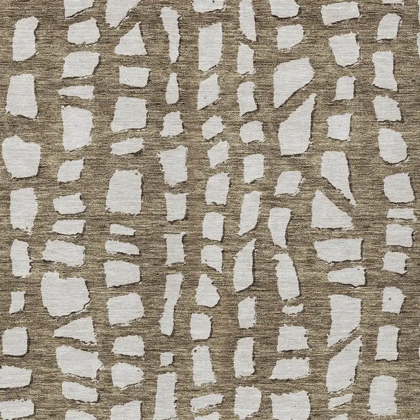 Brown And Ivory Abstract Washable Indoor Outdoor Area Rug Photo 4