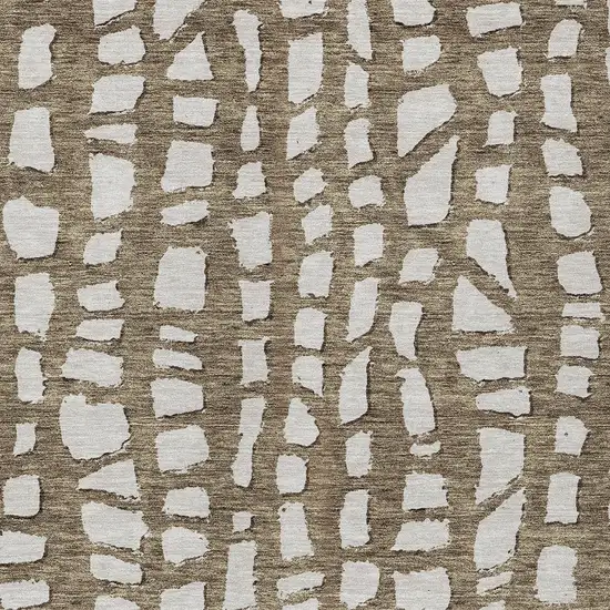 Brown And Ivory Abstract Washable Indoor Outdoor Area Rug Photo 4