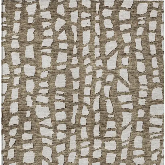 Brown And Ivory Abstract Washable Indoor Outdoor Area Rug Photo 5