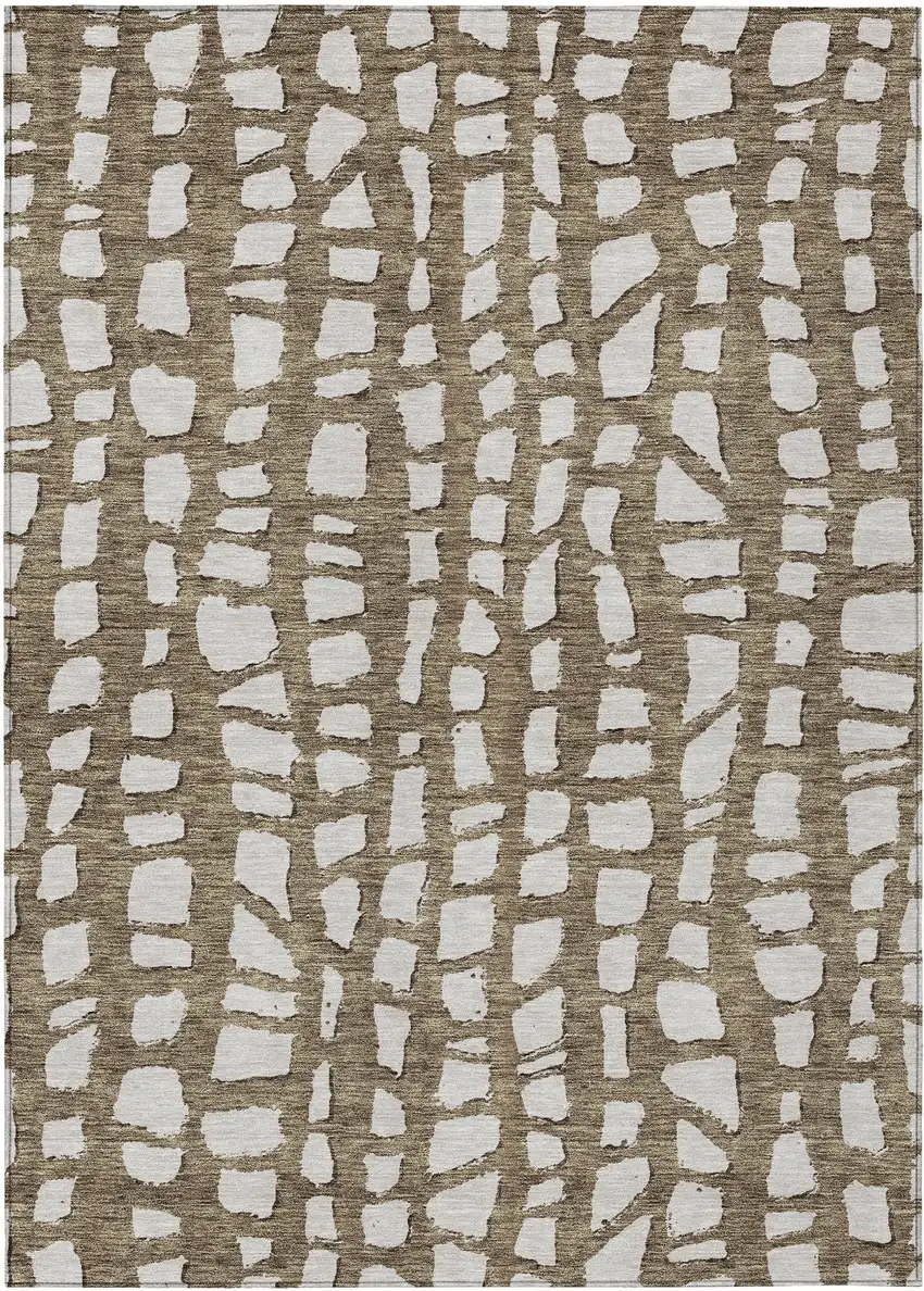 Brown And Ivory Abstract Washable Indoor Outdoor Area Rug Photo 1