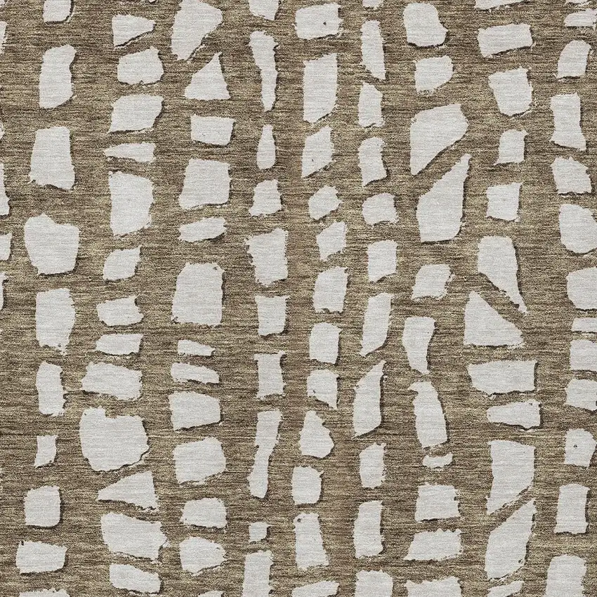Brown And Ivory Abstract Washable Indoor Outdoor Area Rug Photo 4