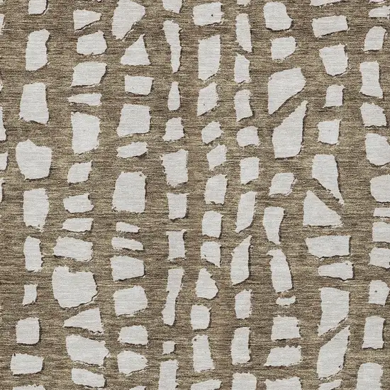 Brown And Ivory Abstract Washable Indoor Outdoor Area Rug Photo 4