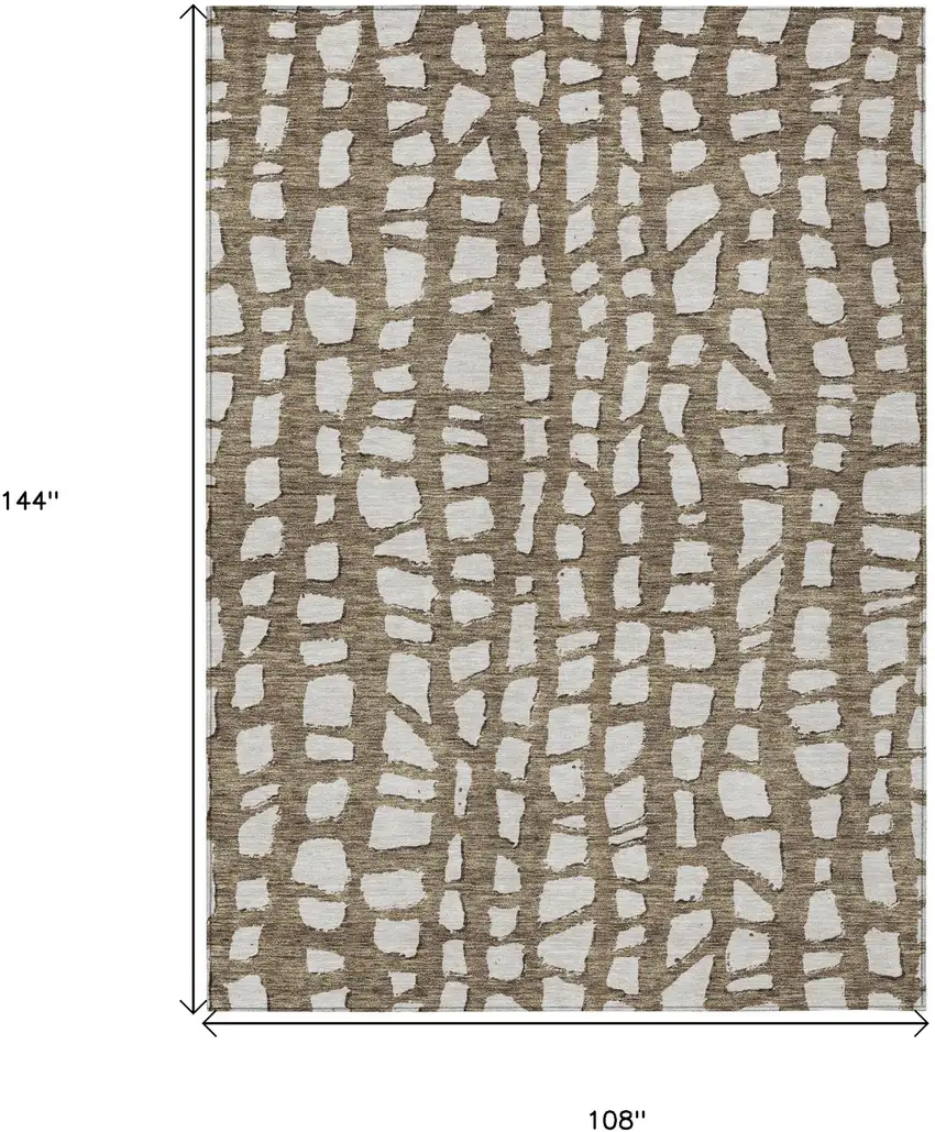 Brown And Ivory Abstract Washable Indoor Outdoor Area Rug Photo 7