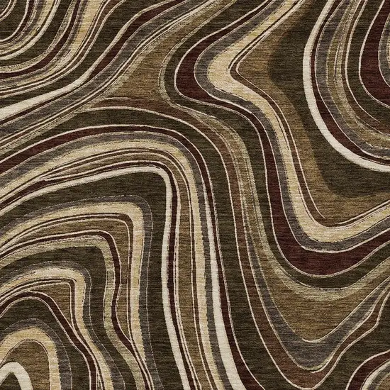 Brown And Ivory Abstract Washable Indoor Outdoor Area Rug Photo 3