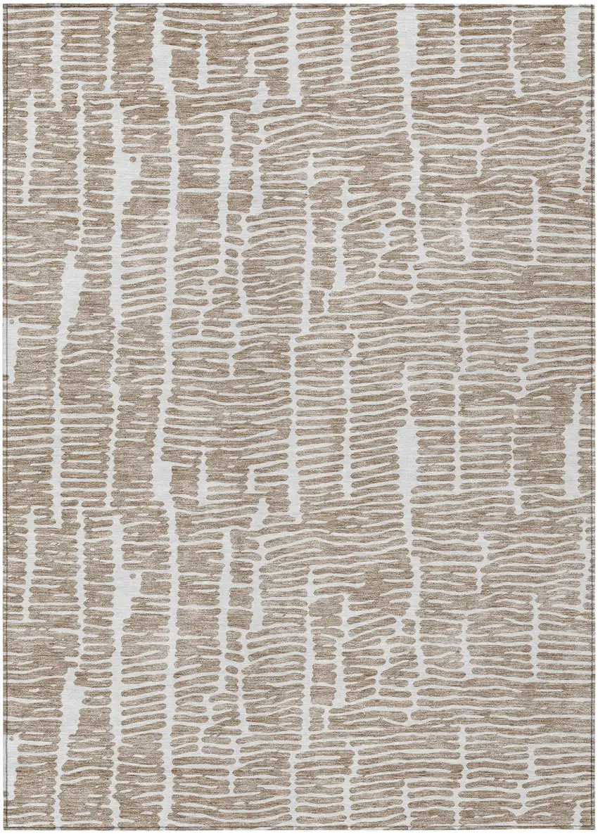 Brown And Ivory Abstract Washable Indoor Outdoor Area Rug Photo 2