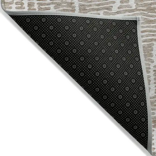 Brown And Ivory Abstract Washable Indoor Outdoor Area Rug Photo 4
