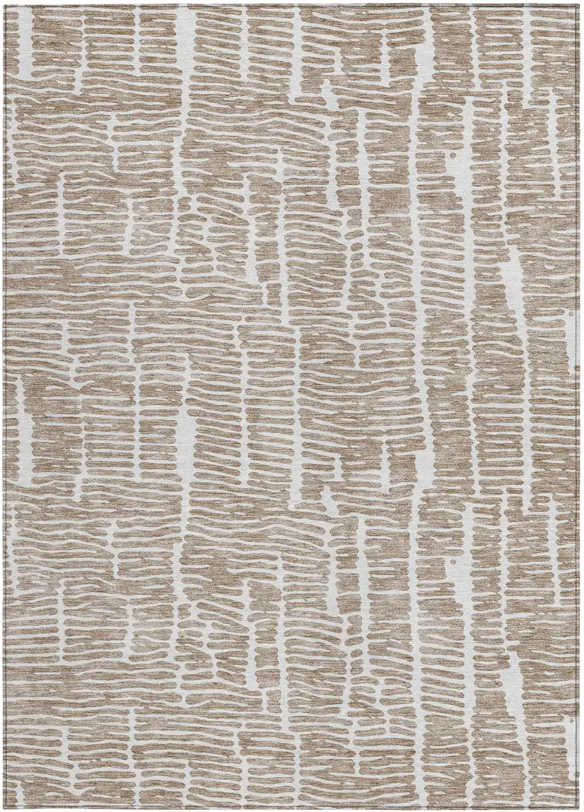 Brown And Ivory Abstract Washable Indoor Outdoor Area Rug Photo 7