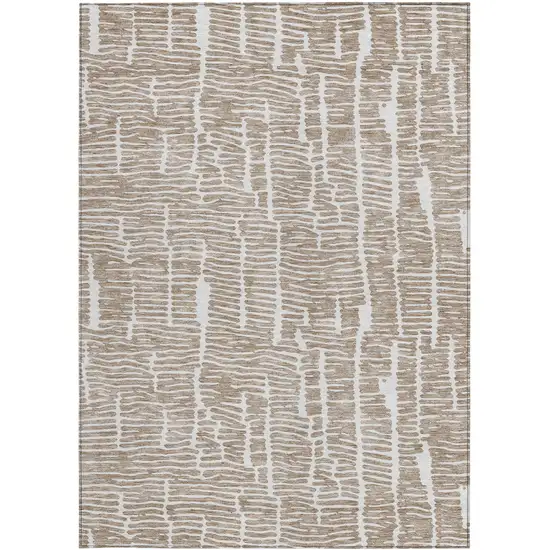 Brown And Ivory Abstract Washable Indoor Outdoor Area Rug Photo 7