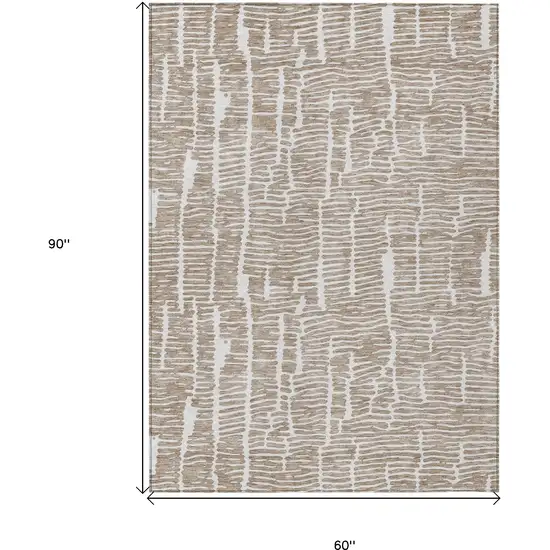 Brown And Ivory Abstract Washable Indoor Outdoor Area Rug Photo 3