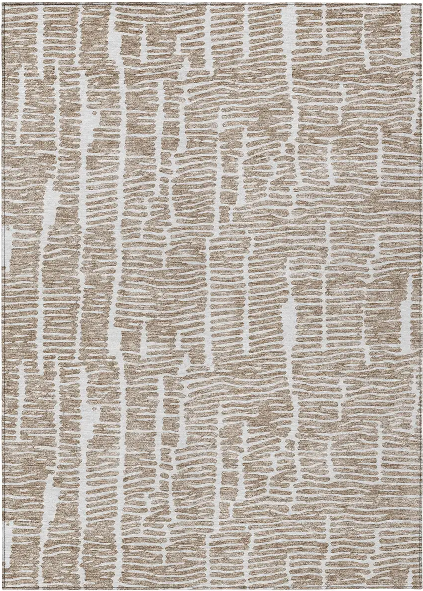 Brown And Ivory Abstract Washable Indoor Outdoor Area Rug Photo 2