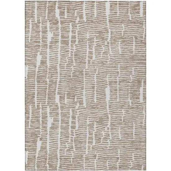 Brown And Ivory Abstract Washable Indoor Outdoor Area Rug Photo 2