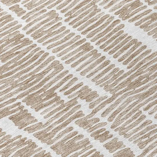 Brown And Ivory Abstract Washable Indoor Outdoor Area Rug Photo 8